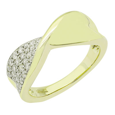 Diamond Twist Ring in 10k Yellow Gold
